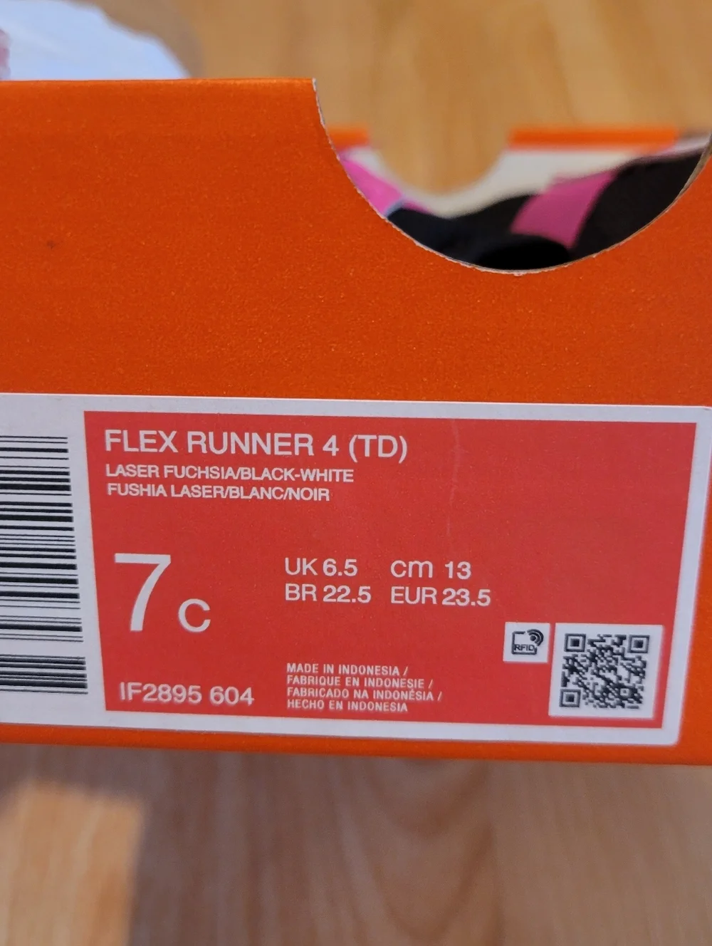 Nike Flex Runner 4 Fuchsia Black Toddler Size 7